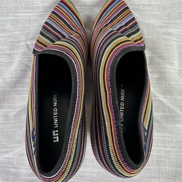 UNITED NUDE Fold Mid Ankle Boot Size 39 US 8.5 Mod Avant Garde Rainbow Striped - Picture 5 of 7